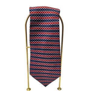 Hermes Silk Tie Mens One Size Red Blue Geometric Micro Pattern 816 EA France